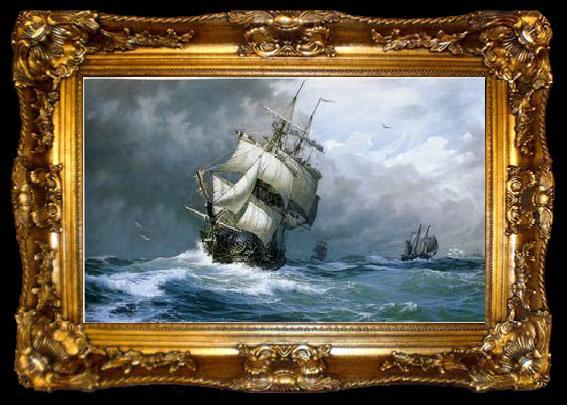 framed  unknow artist Seascape, boats, ships and warships. 50, ta009-2